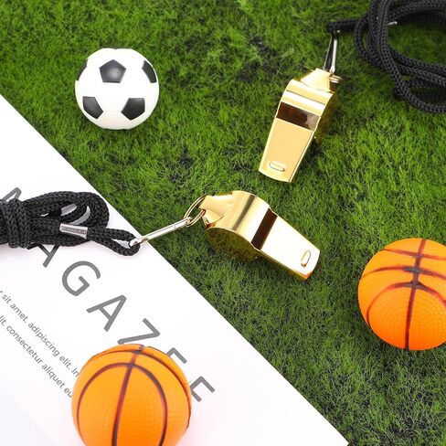 24 Pcs Loud Metal Whistle with Lanyard, Stainless Steel Sport Whistle Coach Referee for Adults Survival Emergency Gold Whistle for Teachers Police Football Basketball Soccer Hockey in Saudi Arabia