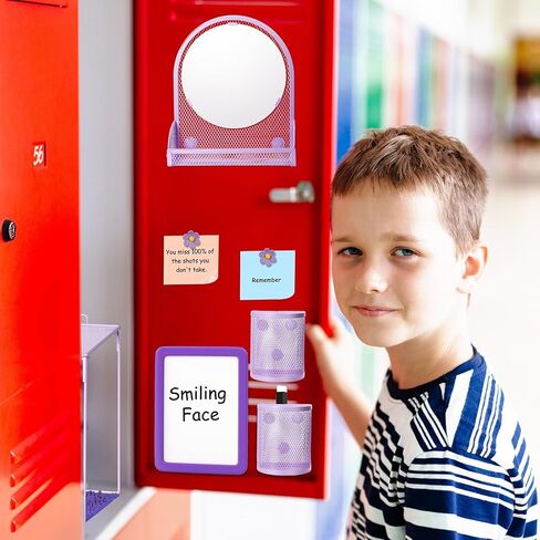 مجموعة تنظيم الخزانة المكونة من 12 قطعة، تتضمن أساسيات اليوم الأول للمدرسة سجادة رف الخزانة وحامل قلم مرآة مغناطيسي وعلامة السبورة البيضاء ومشابك الأظافر وإكسسوارات الخزانة للمدرسة في الفصول الدراسية (وردي) in Kuwait