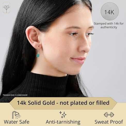 14k White or Yellow Gold Gemstone Flower Dangle Earrings for Women with Leverback and Birthstones by MAX + STONE in Saudi Arabia