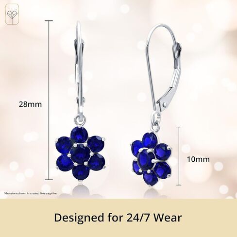 14k White or Yellow Gold Gemstone Flower Dangle Earrings for Women with Leverback and Birthstones by MAX + STONE in Saudi Arabia