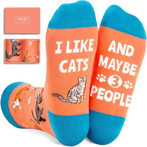 Zmart Funny Cat Gifts for Cat Lovers Cat Lover Gifts, Novelty Cat Socks Fun Crazy Silly Socks for Women Men in Saudi Arabia