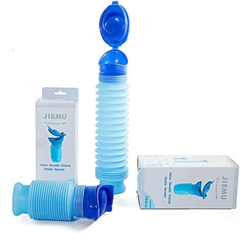 Portable Mini Outdoor Camping Travel Shrinkable Personal Mobile Toilet Bottle,Unisex Adjustable Emergency Urinal Portable Toilet for car 750ml (Black) in Saudi Arabia