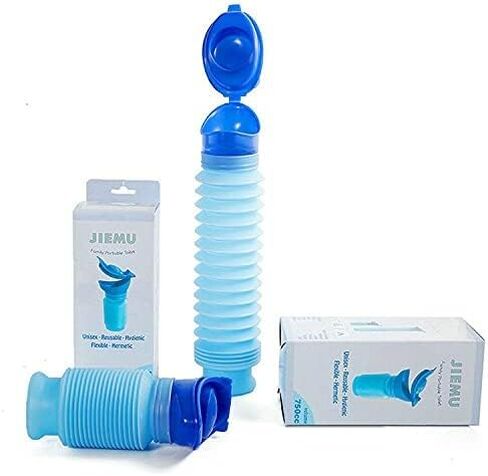 Portable Mini Outdoor Camping Travel Shrinkable Personal Mobile Toilet Bottle,Unisex Adjustable Emergency Urinal Portable Toilet for car 750ml (Black) in Saudi Arabia