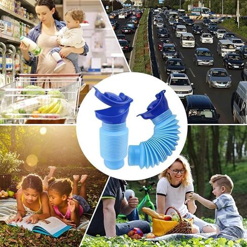 Portable Mini Outdoor Camping Travel Shrinkable Personal Mobile Toilet Bottle,Unisex Adjustable Emergency Urinal Portable Toilet for car 750ml (Black) in Saudi Arabia
