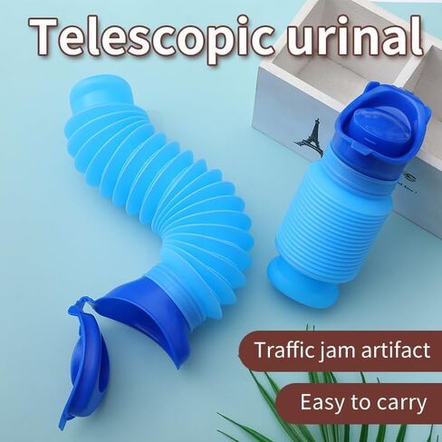 Portable Mini Outdoor Camping Travel Shrinkable Personal Mobile Toilet Bottle,Unisex Adjustable Emergency Urinal Portable Toilet for car 750ml (Black) in Saudi Arabia