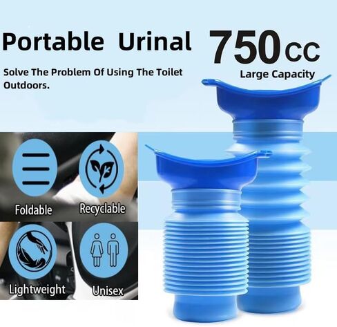 Portable Mini Outdoor Camping Travel Shrinkable Personal Mobile Toilet Bottle,Unisex Adjustable Emergency Urinal Portable Toilet for car 750ml (Black) in Saudi Arabia