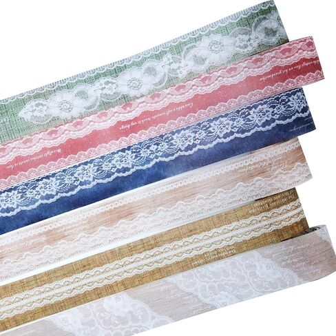 مجموعة شريط Washi نمط الدانتيل ، 6 لفائف اليابانية ملصقات زخرفية مع مقطع واحد ، النسيج الدانتيل لسكر القصاصات ، اليومية ، لوازم الحرف ، 1.57in × 79in in Kuwait