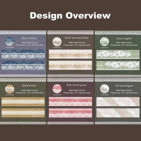 مجموعة شريط Washi نمط الدانتيل ، 6 لفائف اليابانية ملصقات زخرفية مع مقطع واحد ، النسيج الدانتيل لسكر القصاصات ، اليومية ، لوازم الحرف ، 1.57in × 79in in Kuwait