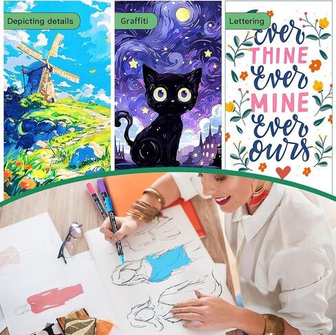 24 قطعة من أقلام طلاء الأكريليك - أقلام طلاء أكريليك ذات طرف مزدوج (12 لونًا) علامات طلاء، للرسم الصخري، السيراميك، الخشب، البلاستيك، الخط، سجل القصاصات، حروف الفرشاة، صناعة البطاقات، الحرف اليدوية اليدوية in Kuwait