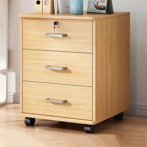 Filing Cabinet Office Filing CabinetWooden 3 Drawer Solid Color Storage CabinetFiling CabinetWith Lock StorageWheel Slide Small Side Cabinet File Cabinets(White) in Saudi Arabia