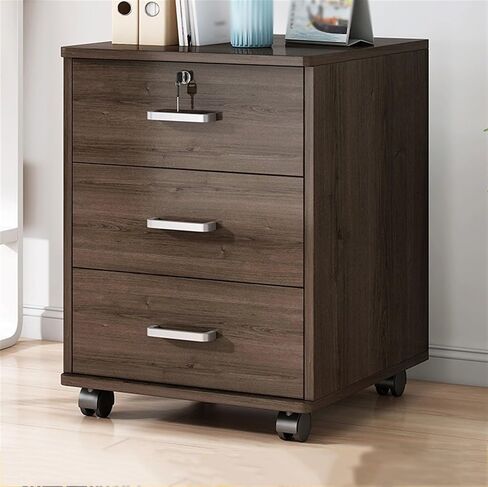 Filing Cabinet Office Filing CabinetWooden 3 Drawer Solid Color Storage CabinetFiling CabinetWith Lock StorageWheel Slide Small Side Cabinet File Cabinets(White) in Saudi Arabia