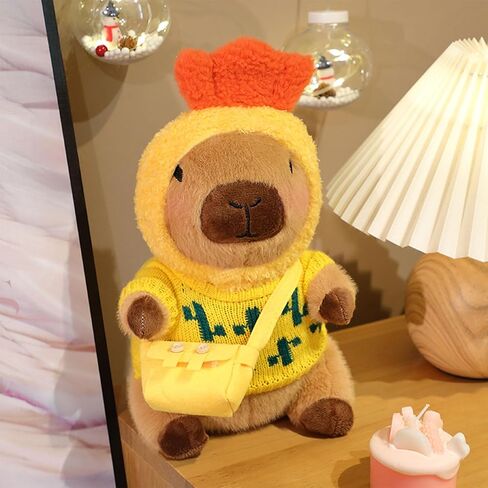 Plush Capybara مع 9 أجهزة كمبيوتر ملابس وملحقات ، 10.2 في ألعاب حيوانية لطيفة محشو بالحيوانات ، ملابس لطيفة للفتيات/الأولاد (بني) in Kuwait