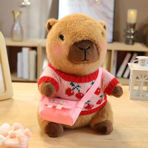 Plush Capybara مع 9 أجهزة كمبيوتر ملابس وملحقات ، 10.2 في ألعاب حيوانية لطيفة محشو بالحيوانات ، ملابس لطيفة للفتيات/الأولاد (بني) in Kuwait