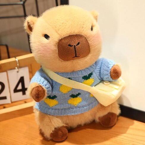 Plush Capybara مع 9 أجهزة كمبيوتر ملابس وملحقات ، 10.2 في ألعاب حيوانية لطيفة محشو بالحيوانات ، ملابس لطيفة للفتيات/الأولاد (بني) in Kuwait