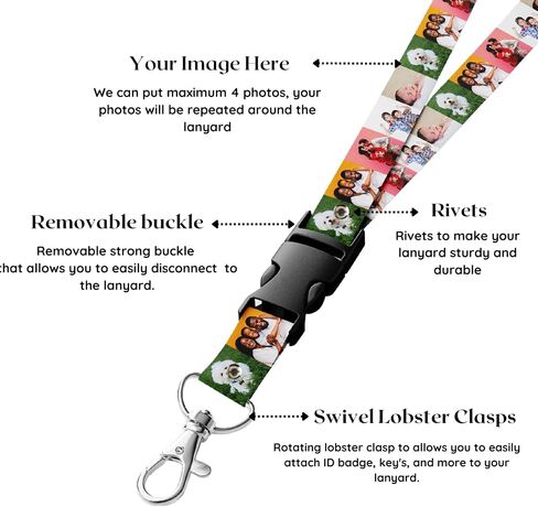 Custom Collage Lanyard - Personalized Double Sided Photo Print for ID Badge in Saudi Arabia