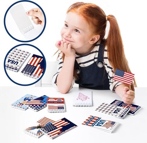 24 Packs Patriotic Mini Notepads 4th of July Spiral Notebooks Pocket Memo Pads Independence Day American Flag Red White Blue USA Party Favors Gifts for Memorial Day Labor Day Veterans Day, 8 Designs in Saudi Arabia