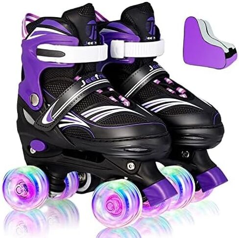 JeeFree Kids,Adjustable Roller Skates for Girls and Boys, with Light up Wheels,Outdoor Quad Roller Skates (Size S: 10C-13C , Size M: 13C-3Y ) in Saudi Arabia