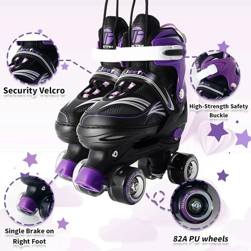 JeeFree Kids,Adjustable Roller Skates for Girls and Boys, with Light up Wheels,Outdoor Quad Roller Skates (Size S: 10C-13C , Size M: 13C-3Y ) in Saudi Arabia