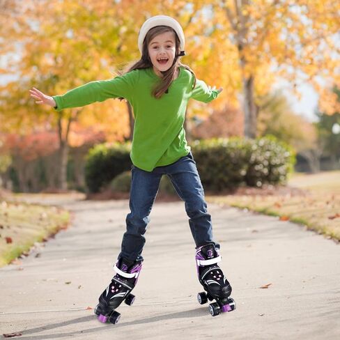 JeeFree Kids,Adjustable Roller Skates for Girls and Boys, with Light up Wheels,Outdoor Quad Roller Skates (Size S: 10C-13C , Size M: 13C-3Y ) in Saudi Arabia