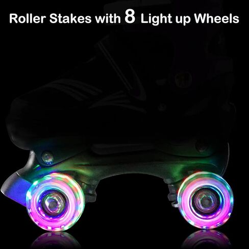 JeeFree Kids,Adjustable Roller Skates for Girls and Boys, with Light up Wheels,Outdoor Quad Roller Skates (Size S: 10C-13C , Size M: 13C-3Y ) in Saudi Arabia