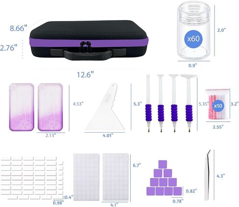 حاويات تخزين فن الماس مع أدوات الحفر النقطة ، 60 فتحات منظم حبة من 5D DIY مجموعات فنية ، مربع حرفي محمول لإكسسوارات الطلاء الماس (الأزرق) in Kuwait