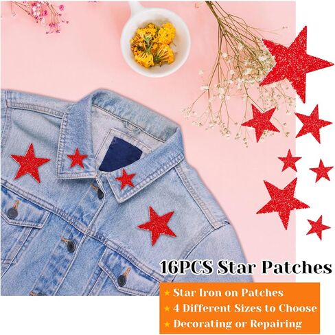 16pcs 4 أحجام الحديد النجوم على بقع ، نجم الراين الحديد الحديد على بقع النجمة اللاصقة بقع غراء الساخن راينستون بريق بلوريات لامعة ل Diy الحرف اليدوية. in Kuwait