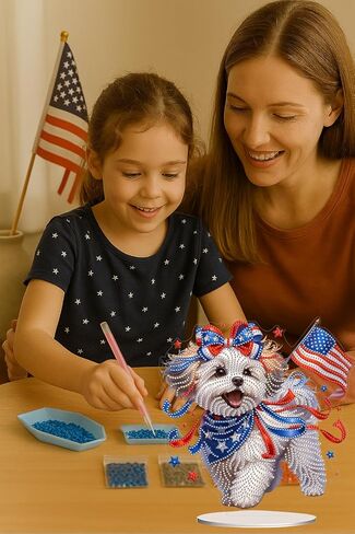 Spocwd Diamond Art Painting Kits for Adults Beginners, DIY Round Drill Diamond Art Kits 4 Th of July Patriotic, Paint by Diamonds Dot Gem Art Crystal Easy, Home Tabletop Double Sided Decor in Saudi Arabia