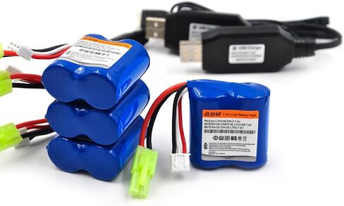 (4-Pack) 7.4V 600mAh Li-ion Battery with Mini Tamiya Plug Replacement for H102 H106 H108 H110 H112 H122 DEERC H121 TX121 RC Boats 2022 Version in Saudi Arabia