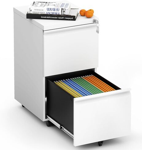 4 Drawer Mobile File Cabinet, Metal Filing Cabinet with Lock and Wheels, Home Office Rolling File Cabinets for Legal/Letter Hanging File Folders, Un-Assembled (Black) in Kuwait