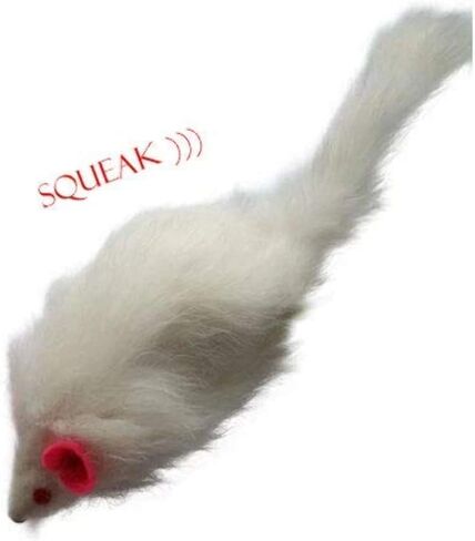Kats'n US Rabbit Fur Mouse Cat Toy - White with Squeak Sound - ألعاب القط التفاعلية ، الفئران الفرو الحقيقية - لعبة الفراء الفرو in Kuwait