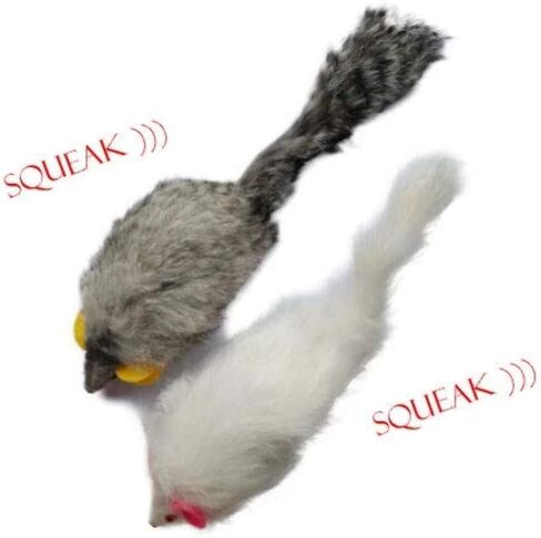Kats'n US Rabbit Fur Mouse Cat Toy - White with Squeak Sound - ألعاب القط التفاعلية ، الفئران الفرو الحقيقية - لعبة الفراء الفرو in Kuwait
