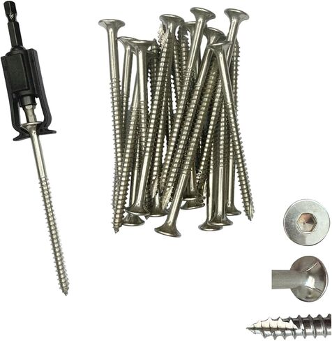 Satinless Steel Outdoor Wood Screw #8 * 2-1/2" Type 316 Flat Head Square Drive, 70 pcs HOWTOOL in Saudi Arabia