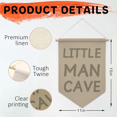 Cilrii Sage Green Little Man Cave Canvas Banner Wall Decor in Kuwait