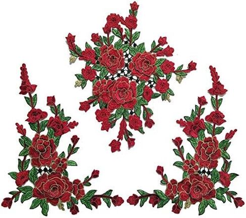 مجموعة واحدة/مجموعة كبيرة من زهور الفاوانيا الفاوانيا الدانتيل رقعة زين ثلاثي الأبعاد إكسسوارات DIY Sew (Pink) in Kuwait