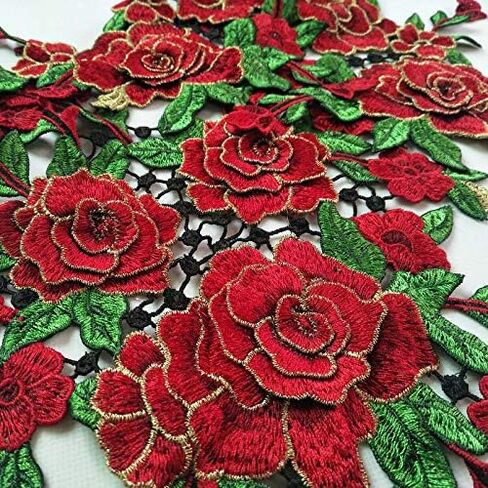 مجموعة واحدة/مجموعة كبيرة من زهور الفاوانيا الفاوانيا الدانتيل رقعة زين ثلاثي الأبعاد إكسسوارات DIY Sew (Pink) in Kuwait