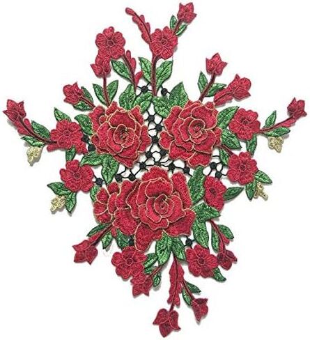 مجموعة واحدة/مجموعة كبيرة من زهور الفاوانيا الفاوانيا الدانتيل رقعة زين ثلاثي الأبعاد إكسسوارات DIY Sew (Pink) in Kuwait