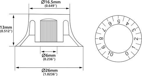 Banworks Electric Guitar Control Knobs 2 Tone 2 Volume '50s Style Knobs Top Hat Metric 6mm (15/64") 18-Spline Bell Top Hat Knobs for Epiphone Les Paul LP SG Electric Guitars Pack of 4 JT/XN-01 Chrome in Kuwait