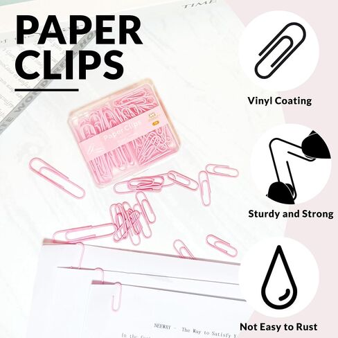 Colorful Paper Clips Assorted Sizes, Small and Large Paper Clips, 70 Count (Light Pink) in Kuwait