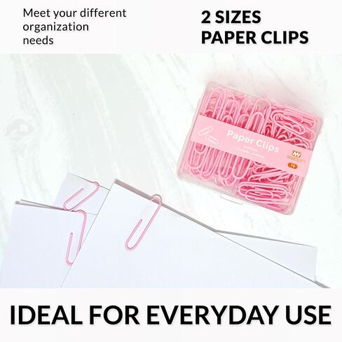 Colorful Paper Clips Assorted Sizes, Small and Large Paper Clips, 70 Count (Light Pink) in Kuwait