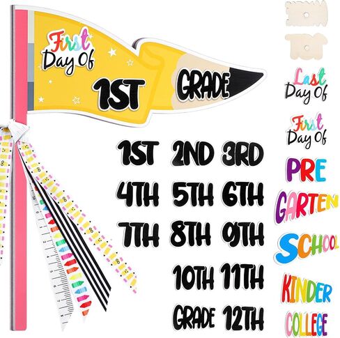 23 PCS Composition Book Style First and Last Day of School Flag Kit with Ribbons Decoration Respiple 15 Drevel Photo Photo Photo for Preschool to College Welcome Classroom Decoration in Kuwait