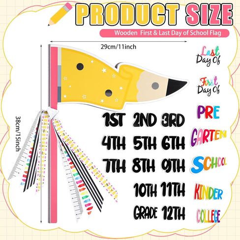 23 PCS Composition Book Style First and Last Day of School Flag Kit with Ribbons Decoration Respiple 15 Drevel Photo Photo Photo for Preschool to College Welcome Classroom Decoration in Kuwait