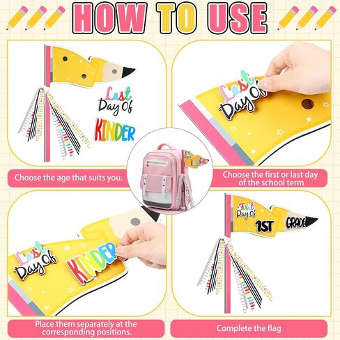 23 PCS Composition Book Style First and Last Day of School Flag Kit with Ribbons Decoration Respiple 15 Drevel Photo Photo Photo for Preschool to College Welcome Classroom Decoration in Kuwait