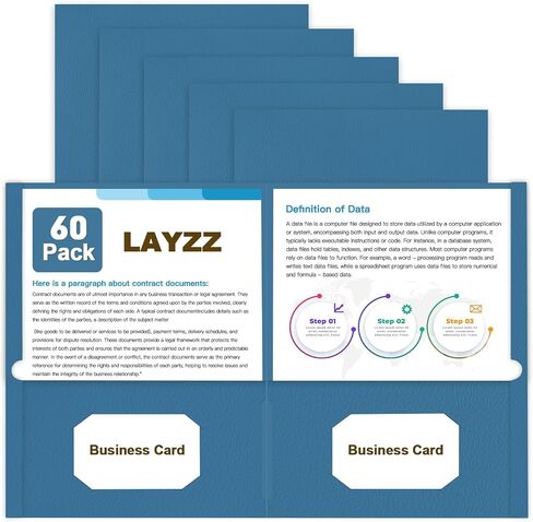 Folders with Pockets, LAYZZ 60 Pack Paper Pocket Folders, 2 Pocket Folders Fits Letter Size Paper, for School Office and Home (Blue) in Saudi Arabia