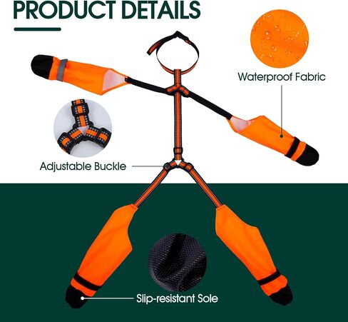 Dog Suspender Boots, Anti-Slip & Fall Waterproof Dog Shoes Leggings, Dog Paw Protector for Small Medium Dogs, Adjustable Dog Boots Pet Shoes for Outdoor Walking Black,S in Kuwait