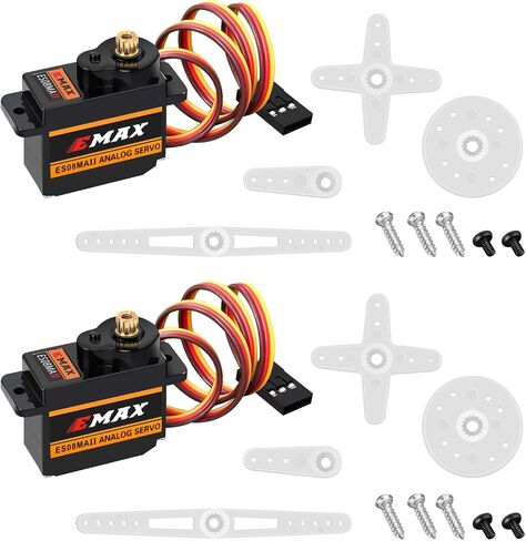 HAWK'S WORK Micro Servo 9g, Metal Geared Motor Kit for Robot Arm RC Plane Helicopter Car Boat, STEM & Raspberry Pi Project (Emax ES08MA II) (2 Pcs) in Kuwait