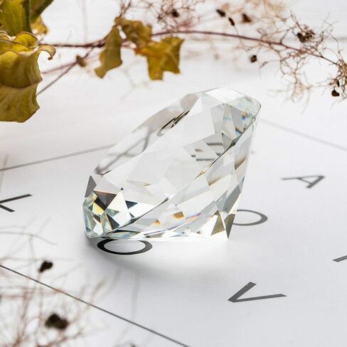 120mm Clear Diamond Shaped Glass Crystal Paperweight – Home Office Decor & Wedding Favors Decoration with Gift Box in Kuwait
