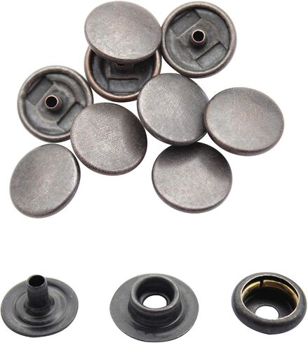 Trimming Shop 10 Sets 15mm Snap Fasteners with 4 Part Press Studs, Lightweight, Durable Metal Nickle Free Poppers for Leather Crafts, Jackets, Bags, Straps, Clothes Repair Gunmetal Black in Saudi Arabia