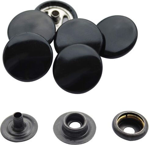 Trimming Shop 10 Sets 15mm Snap Fasteners with 4 Part Press Studs, Lightweight, Durable Metal Nickle Free Poppers for Leather Crafts, Jackets, Bags, Straps, Clothes Repair Gunmetal Black in Saudi Arabia