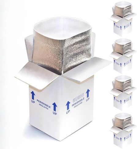 صندوق ساعي مزدوج معزول مع بطانة رغوة بلاستيكية من الألومنيوم ، 4pcs 7x6x10 بوصة للشحن القابل للتلف ، موصى به لاستخدام الجليد الجاف (غير متضمن) ، مربع الشحن الصغير ، أبيض in Kuwait