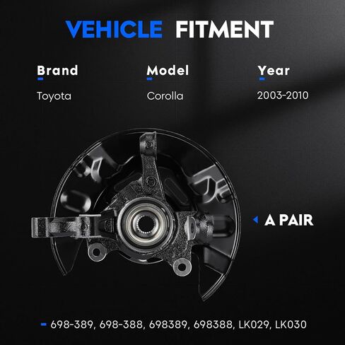 Front Left and Right Side Steering Knuckles & Wheel Bearing Hub Assembly Compatible with 2003-2008 Toyota Corolla Replace 698-389 in Saudi Arabia